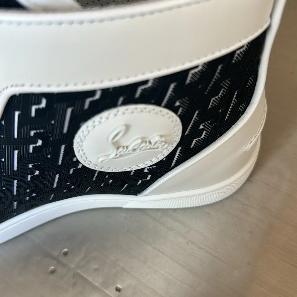 Christian Louboutin louis orlato flat white black techno high top sneaker sz 41